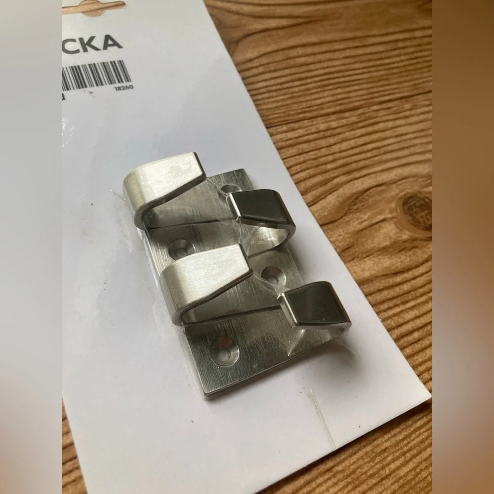 Lot Of 2 Packs IKEA Blecka Hooks Nickel Plated 2 Inch Total Of 8 Hooks Brutalist